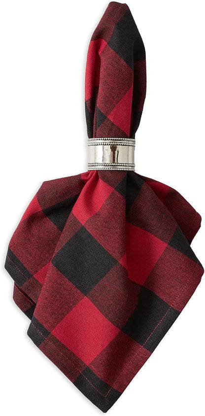 Buffalo Check Collection, Classic Farmhouse Tabletop Set, Napkin Set, 20X20", Red & Black, 6 Piece